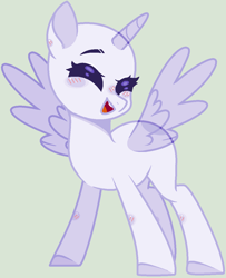 Size: 902x1112 | Tagged: safe, artist:nocturnal-moonlight, imported from derpibooru, oc, oc only, alicorn, pony, alicorn oc, base, blushing, colored hooves, eyes closed, horn, open mouth, simple background, smiling, solo, wings