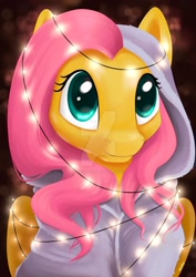 Size: 1280x1803 | Tagged: safe, artist:safizejaart, imported from derpibooru, fluttershy, pegasus, deviantart watermark, lights, obtrusive watermark, watermark