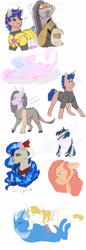 Size: 1400x4050 | Tagged: safe, artist:pixelbyruu, imported from derpibooru, prince blueblood, trixie, oc, oc:chaos galaxy, oc:coffee honeycomb, oc:dusk specter, oc:phantasia, unnamed oc, draconequus, earth pony, hybrid, unicorn, bluetrix, blushing, female, interspecies offspring, male, oc x oc, offspring, offspring's offspring, parent:big macintosh, parent:discord, parent:flash sentry, parent:fluttershy, parent:princess cadance, parent:princess celestia, parent:princess luna, parent:shining armor, parent:twilight sparkle, parents:dislestia, parents:flashlight, parents:fluttermac, parents:lunacord, parents:oc x oc, parents:shiningcadance, pregnant, shipping, simple background, sketch, sketch dump, straight, white background