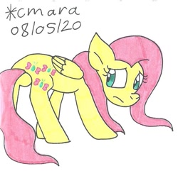 Size: 794x767 | Tagged: safe, artist:cmara, imported from derpibooru, fluttershy, pegasus, pony, female, mare, sad, simple background, solo, traditional art, white background