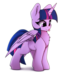 Size: 1700x1966 | Tagged: safe, artist:hitbass, imported from derpibooru, twilight sparkle, alicorn, insect, ladybug, pony, :p, chest fluff, cute, female, insect on nose, mare, simple background, solo, spread wings, tongue out, twiabetes, twilight sparkle (alicorn), white background, wings