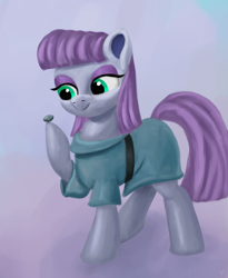 Size: 2462x3000 | Tagged: safe, artist:flusanix, imported from derpibooru, boulder (pet), maud pie, earth pony, pony, boulder (g4), clothes, cute, female, looking at someone, mare, maudabetes, smiling, solo focus, when she smiles