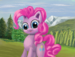 Size: 4000x3000 | Tagged: safe, artist:flusanix, imported from derpibooru, pinkie pie, earth pony, pony, big eyes, female, mare, scenery, solo