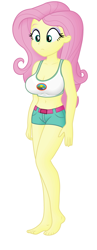 Size: 1700x4382 | Tagged: safe, edit, editor:ah96, imported from derpibooru, fluttershy, equestria girls, legend of everfree, barefoot, belly button, big breasts, breast edit, breasts, busty fluttershy, camp everfree outfits, cleavage, cropped, feet, female, legs, midriff, ms paint, shading, show accurate, show accurate porn, simple background, solo, white background