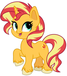 Size: 4600x5200 | Tagged: safe, artist:emeraldblast63, artist:tsaoshin, imported from derpibooru, sunset shimmer, pony, unicorn, cute, female, mare, redesign, shimmerbetes, simple background, solo, transparent background, unshorn fetlocks