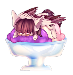 Size: 1934x1987 | Tagged: safe, artist:honeybbear, imported from derpibooru, oc, oc only, pegasus, pony, chibi, female, food, ice cream, mare, simple background, solo, transparent background, two toned wings, wings