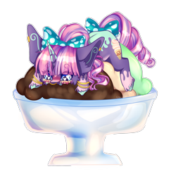 Size: 1934x1987 | Tagged: safe, artist:honeybbear, imported from derpibooru, oc, oc only, oc:frosted swirl, pony, unicorn, female, food, ice cream, mare, micro, simple background, solo, transparent background