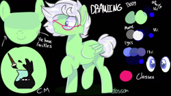 Size: 1280x720 | Tagged: safe, artist:shinningblossom12, imported from derpibooru, oc, oc only, oc:drawing, pegasus, pony, glasses, male, pegasus oc, stallion, wings