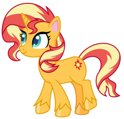 Size: 1024x984 | Tagged: safe, artist:emeraldblast63, imported from derpibooru, sunset shimmer, pony, unicorn, my little pony: pony life, female, g4, g4.5, g4.5 to g4, mare, redesign, simple background, smiling, solo, transparent background, vector