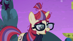 Size: 1280x720 | Tagged: safe, imported from derpibooru, screencap, moondancer, pony, unicorn, amending fences, clothes, female, glasses, mare, solo, sweater