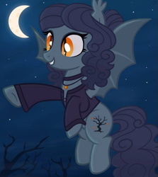 Size: 845x946 | Tagged: safe, artist:pgthehomicidalmaniac, imported from derpibooru, oc, oc only, oc:gloomy autumn, bat pony, pony, base used, clothes, female, mare, moon, night, shirt, solo