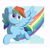 Size: 2048x2048 | Tagged: safe, artist:gamorangetana, artist:takatmadisney, imported from derpibooru, rainbow dash, pegasus, pony, blush sticker, blushing, cloud, cute, dashabetes, digital art, feathered wings, female, flying, mare, rainbow, rainbow trail, sky, smiling, solo, spread wings, tail, wings