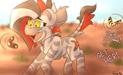 Size: 2800x1700 | Tagged: safe, artist:spoopy-abby, imported from derpibooru, oc, oc:buma rang, zebra, boomerang