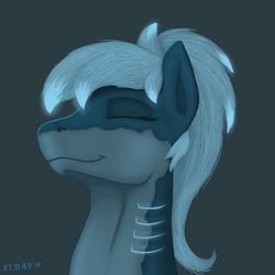 Size: 2000x2000 | Tagged: safe, artist:stray prey, imported from derpibooru, oc, oc only, oc:lacera viscera, original species, pony, shark, shark pony, bust, digital art, eyes closed, female, gills, mare, portrait, simple background, solo