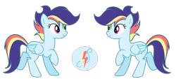 Size: 7960x3592 | Tagged: safe, artist:starstrucksentry, imported from derpibooru, oc, oc:rainbow shine, pegasus, pony, absurd resolution, female, mare, offspring, parent:rainbow dash, parent:soarin', parents:soarindash, simple background, transparent background