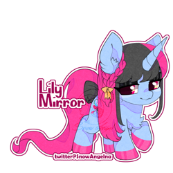 Size: 700x700 | Tagged: safe, artist:snow angel, imported from derpibooru, oc, oc only, oc:lily mirror, pony, unicorn, chest fluff, chibi, simple background, solo, watermark, white background