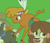 Size: 1056x911 | Tagged: safe, artist:nicolassantiago2004, edit, edited screencap, imported from derpibooru, screencap, burnt oak, little strongheart, yona, buffalo, earth pony, pony, yak, the last problem, background character, background pony, cloven hooves, cropped, female, green background, male, simple background, stallion