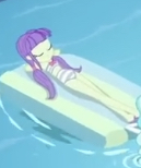 Size: 129x154 | Tagged: safe, imported from derpibooru, screencap, starlight, starshine, equestria girls, spring breakdown, clothes, cropped, female, relaxing, solo, striped swimsuit, sunbathing, swimming pool, swimsuit, water