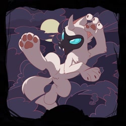 Size: 2008x2008 | Tagged: safe, artist:drtuo4, imported from derpibooru, oc, oc only, changeling, changeling oc, clothes, costume, kicking, paw gloves, paw pads, paw prints, solo