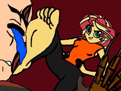 Size: 640x480 | Tagged: safe, artist:thatradhedgehog, imported from derpibooru, sunset shimmer, equestria girls, feet, feet on face, freddy krueger, nightmare on elm street