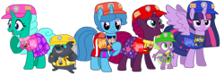 Size: 1848x630 | Tagged: safe, artist:徐詩珮, imported from derpibooru, fizzlepop berrytwist, glitter drops, grubber, spike, spring rain, tempest shadow, twilight sparkle, alicorn, dragon, pony, unicorn, series:sprglitemplight diary, series:sprglitemplight life jacket days, series:springshadowdrops diary, series:springshadowdrops life jacket days, my little pony: the movie, alternate universe, bisexual, broken horn, chase (paw patrol), clothes, cute, female, glitterbetes, glitterlight, glittershadow, horn, lesbian, lifeguard, lifeguard spring rain, male, mare, marshall (paw patrol), paw patrol, polyamory, rocky (paw patrol), rubble (paw patrol), shipping, simple background, skye (paw patrol), sprglitemplight, springbetes, springdrops, springlight, springshadow, springshadowdrops, tempestbetes, tempestlight, transparent background, twilight sparkle (alicorn), ultimate rescue, winged spike, wings, zuma (paw patrol)