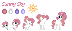 Size: 1280x562 | Tagged: safe, artist:stellamoonshine, artist:stellamoonshineyt, imported from derpibooru, oc, oc:sunny sky, pony, unicorn, 5-year-old, age progression, baby, baby pony, female, filly, mare, offspring, parent:princess celestia, parent:royal guard, parents:guardlestia, simple background, teenager, transparent background