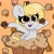 Size: 2048x2048 | Tagged: safe, artist:kittyrosie, imported from derpibooru, derpy hooves, pegasus, pony, chest fluff, cute, derpabetes, female, food, high res, mare, muffin, open mouth, orange background, ponies in food, simple background, solo, that pony sure does love muffins