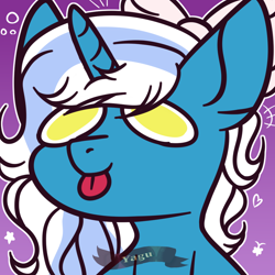 Size: 1000x1000 | Tagged: safe, artist:yo-yagu, imported from derpibooru, oc, oc:fleurbelle, alicorn, adorabelle, alicorn oc, bow, cute, female, hair bow, horn, mare, ocbetes, tongue out, wings, yellow eyes