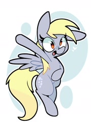 Size: 1280x1792 | Tagged: safe, artist:kindakismet, imported from derpibooru, derpy hooves, pegasus, pony, cute, derpabetes, female, mare, open mouth, solo, spread wings, wings