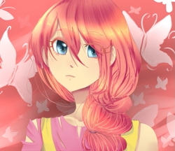 Size: 699x604 | Tagged: safe, artist:aruva-chan, imported from derpibooru, fluttershy, human, alternate hairstyle, female, humanized, solo