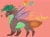 Size: 1280x954 | Tagged: safe, artist:d3pressedr4inbow, imported from derpibooru, spike, thorax, oc, oc only, oc:euchar, changedling, changeling, hybrid, dragonling, interspecies offspring, king thorax, magical gay spawn, offspring, parent:spike, parent:thorax, parents:thoraxspike, pink background, simple background, solo