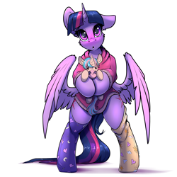 Size: 3000x3000 | Tagged: safe, artist:skitsniga, artist:skitsroom, imported from derpibooru, twilight sparkle, alicorn, pony, bipedal, clothes, female, looking at you, mare, plushie, simple background, socks, solo, twilight sparkle (alicorn), white background