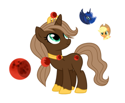 Size: 1280x1057 | Tagged: safe, artist:tenderrain-art, artist:tenderrain46, imported from derpibooru, applejack, princess luna, oc, pony, unicorn, crown, female, jewelry, magical lesbian spawn, mare, offspring, parent:applejack, parent:princess luna, parents:lunajack, regalia, simple background, transparent background