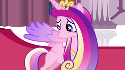 Size: 1280x720 | Tagged: safe, imported from derpibooru, screencap, princess cadance, alicorn, pony, twilight's kingdom, canterlot castle, colored wings, female, gradient wings, missing cutie mark, multicolored wings, princess sadance, sad, solo, wings