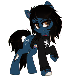 Size: 3000x3000 | Tagged: safe, artist:_spacemonkeyz_, imported from derpibooru, earth pony, pony, undead, zombie, zombie pony, blood, bone, bring me the horizon, clothes, commission, fangs, glasgow smile, long sleeves, male, oliver sykes, ponified, rainbow blood, scar, shirt, simple background, solo, stallion, stitches, tattoo, torn clothes, torn ear, transparent background