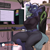 Size: 900x900 | Tagged: safe, artist:kevinsano, imported from derpibooru, oc, oc only, oc:sektiss, anthro, changeling, unguligrade anthro, blue changeling, chair, changeling oc, clothes, computer, digital art, fangs, female, gamer, headphones, horn, looking at you, microphone, multiple variants, open mouth, pants, sitting, smiling, smiling at you, solo, tail, thighs, thunder thighs, wings, yoga pants