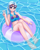 Size: 1600x2000 | Tagged: safe, artist:focusb, imported from derpibooru, trixie, human, equestria girls, adorasexy, barefoot, bikini, breasts, busty trixie, clothes, cute, diatrixes, feet, female, inner tube, legs, looking at you, midriff, nail polish, peace sign, sexy, smiling, solo, sunglasses, swimming pool, swimsuit, water