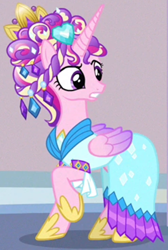 Size: 756x1125 | Tagged: safe, imported from derpibooru, screencap, princess cadance, alicorn, pony, games ponies play, ceremonial headdress, clothes, cropped, dress, female, solo