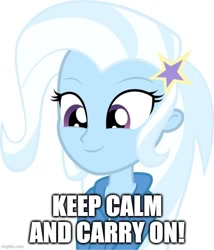 Size: 540x632 | Tagged: safe, imported from derpibooru, trixie, equestria girls, female, keep calm and carry on, meme, motivational, positive ponies