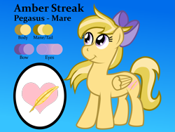 Size: 2133x1600 | Tagged: safe, artist:bryastar, imported from derpibooru, oc, oc only, oc:amber streak, pegasus, bow, female, mare, reference sheet