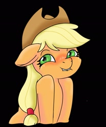 Size: 1707x2048 | Tagged: safe, artist:imposter dude, imported from derpibooru, applejack, earth pony, pony, blushing, female, floppy ears, lip bite, mare, medibang android, practice, silly face, solo