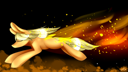 Size: 1920x1080 | Tagged: safe, artist:intfighter, edit, imported from derpibooru, applejack, earth pony, pony, black background, cropped, eyes closed, female, flying, mare, simple background, solo