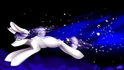 Size: 1920x1080 | Tagged: safe, artist:intfighter, edit, imported from derpibooru, rarity, pony, unicorn, black background, cropped, eyes closed, female, flying, mare, simple background, solo