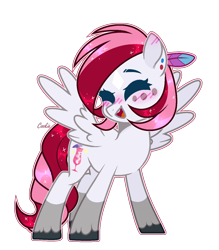 Size: 1158x1322 | Tagged: safe, artist:lazuli, artist:mint-light, imported from derpibooru, oc, oc only, oc:rouge swirl, pegasus, pony, blushing, commission, eyes closed, pegasus oc, simple background, smiling, solo, transparent background, unshorn fetlocks, wings, ych result