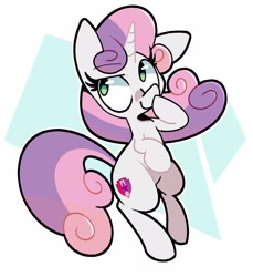 Size: 1878x2048 | Tagged: safe, artist:kindakismet, imported from derpibooru, sweetie belle, pony, unicorn, boop, cute, cutie mark, diasweetes, dreamworks face, female, mare, older, older sweetie belle, self-boop, simple background, solo, white background