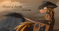 Size: 2362x1275 | Tagged: safe, artist:lth935, imported from derpibooru, oc, oc only, oc:calamity, pegasus, pony, fallout equestria, dashite, male, solo, stallion, wasteland