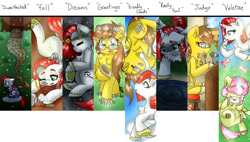 Size: 1600x908 | Tagged: safe, artist:erichestnut, imported from derpibooru, oc, oc:ferrin winds, oc:gladious cloud, oc:jasmine sweetcup, alicorn, pegasus, alicorn oc, cover art, flower, flower in hair, horn, letter, wings