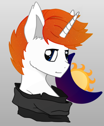 Size: 1646x1995 | Tagged: safe, artist:fierymoonlight, imported from derpibooru, oc, oc only, oc:fiery moonlight, pony, unicorn, absurd resolution, bust, male, portrait, simple background, solo, stallion