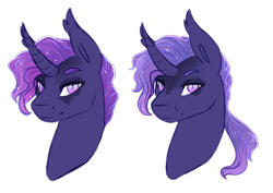 Size: 1078x762 | Tagged: safe, artist:amiookamiwolf, imported from derpibooru, oc, oc:lucius nights, oc:moonlit reverie, pony, bust, male, portrait, simple background, stallion, transparent background, twins