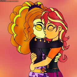 Size: 1280x1283 | Tagged: safe, artist:rdj1995, imported from derpibooru, adagio dazzle, sunset shimmer, equestria girls, female, lesbian, shipping, sunsagio